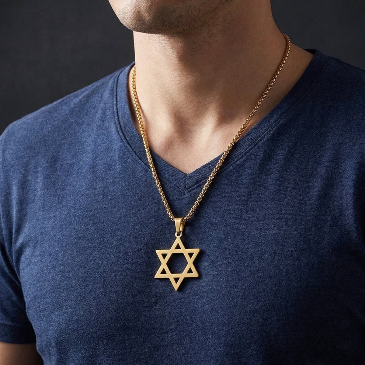 Collier Pendentif Étoile de David Acier Inoxydable