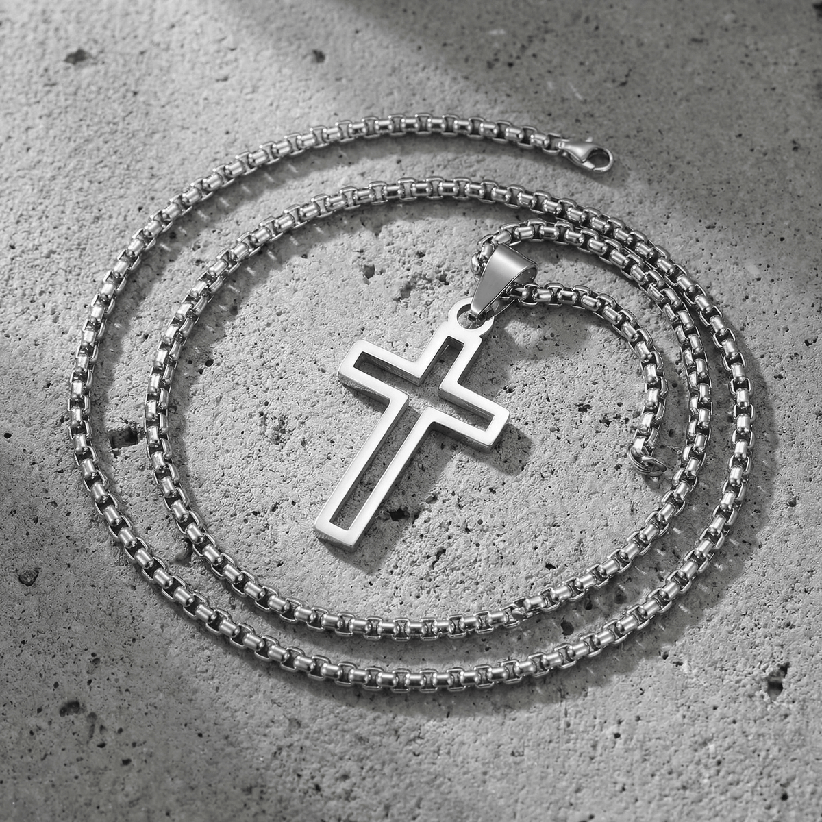 Collier Homme Pendentif Croix Acier Inoxydable