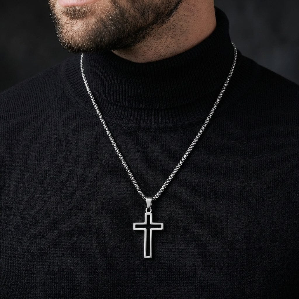 Collier Homme Pendentif Croix Acier Inoxydable