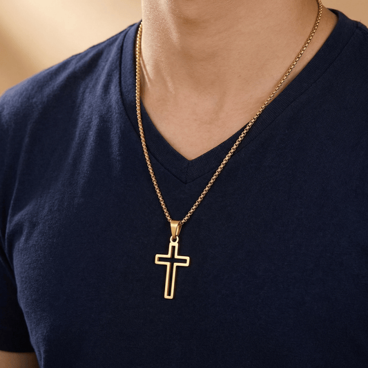 Collier Homme Pendentif Croix Acier Inoxydable