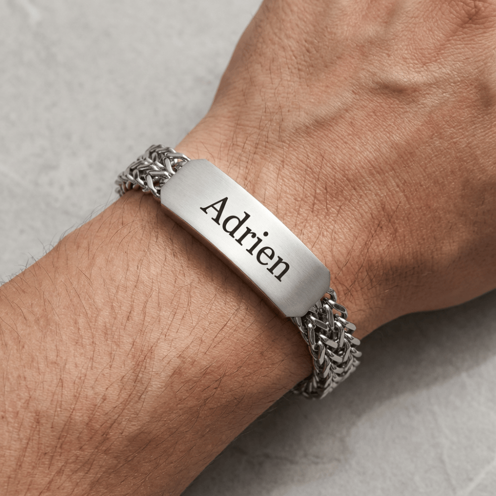 Gourmette Homme Argent Personnalisée Grosse Maille Acier