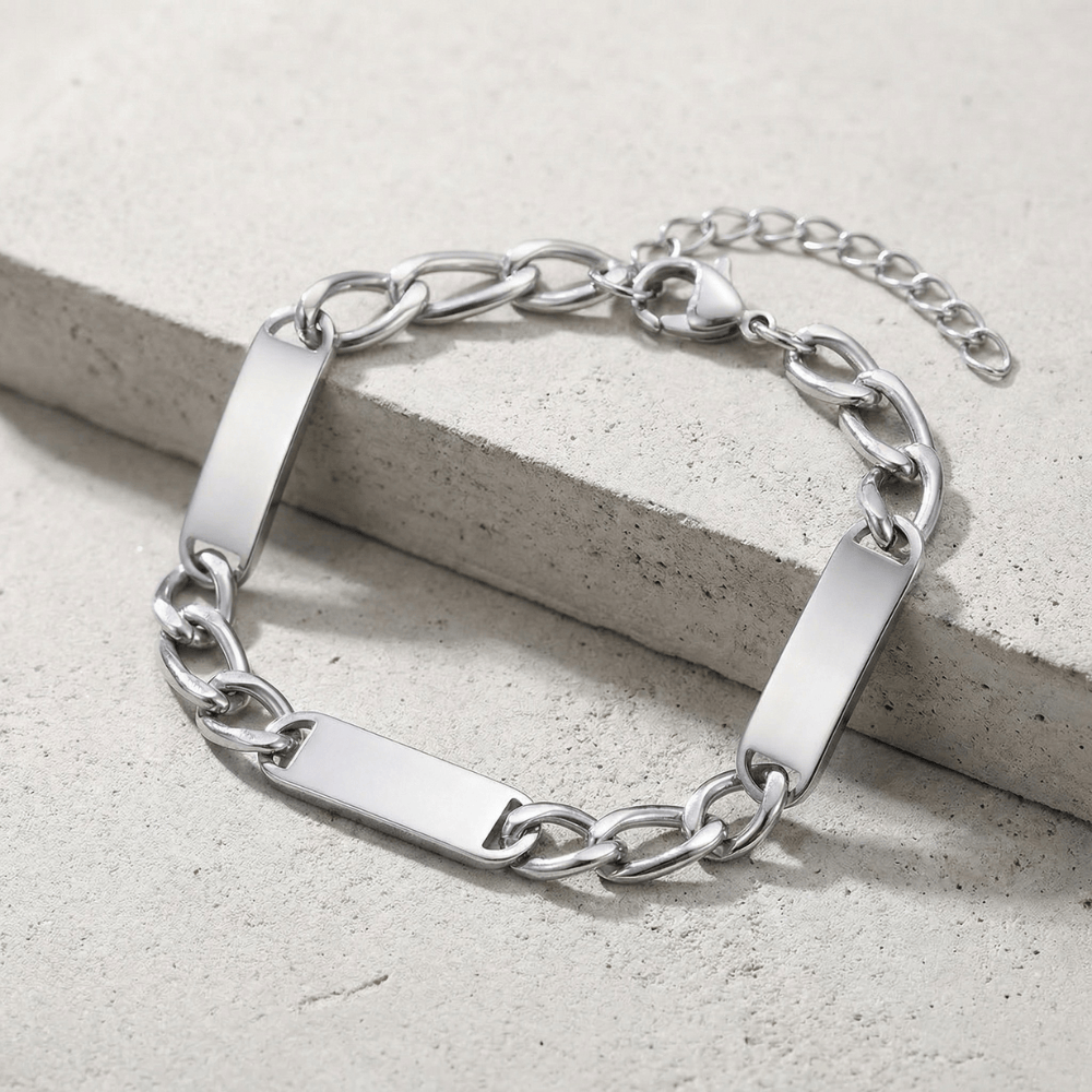 Gourmette Homme Argent Prénoms Gravés Personnalisable