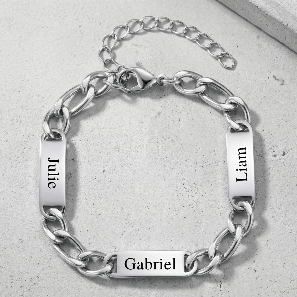 Gourmette Homme Argent Prénoms Gravés Personnalisable