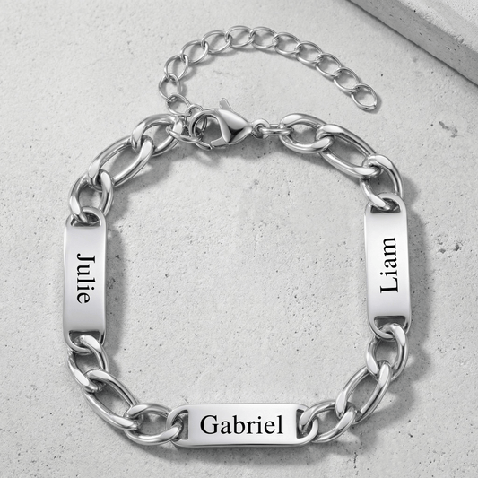 Gourmette Homme Argent Prénoms Gravés Personnalisable