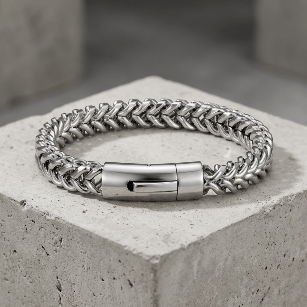 Gourmette Homme Luxe Bracelet Maille Franco Acier