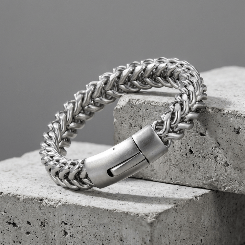 Gourmette Homme Luxe Bracelet Maille Franco Acier