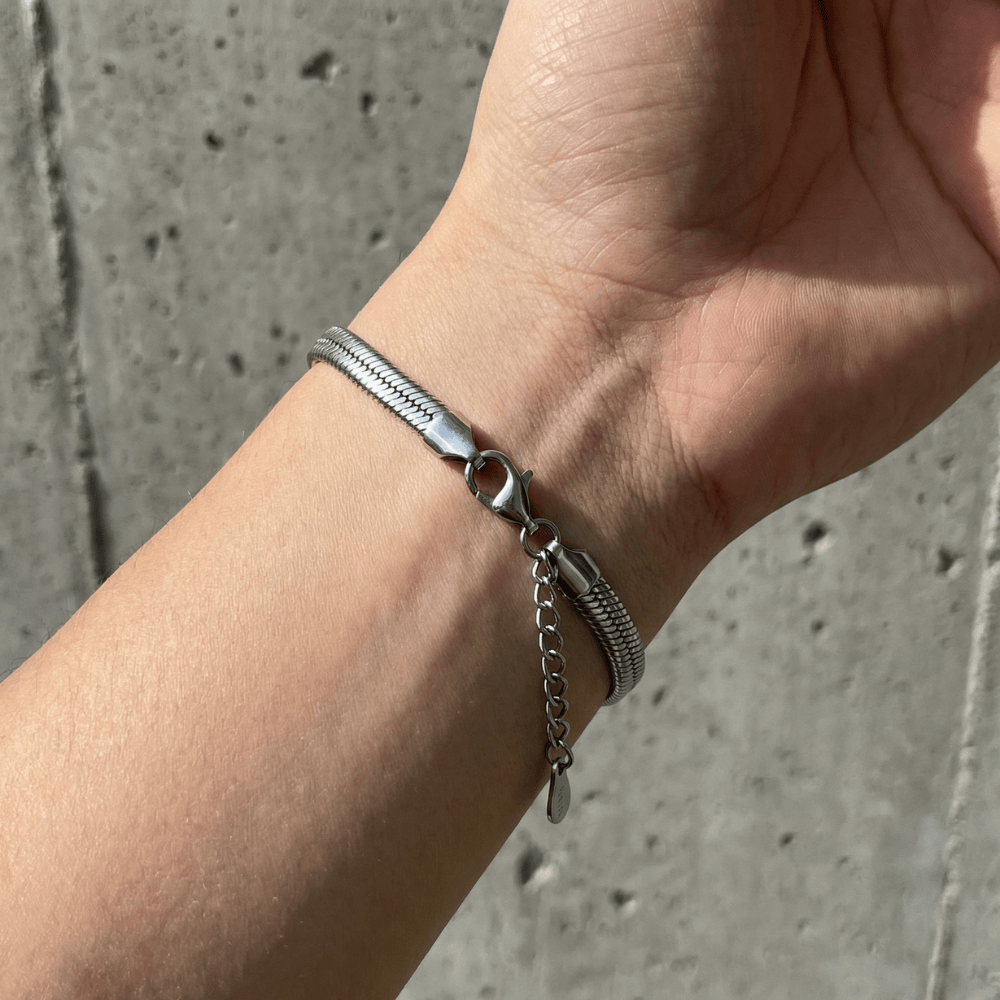 Gourmette Homme Plaqué Or Maille Serpent Bracelet Acier