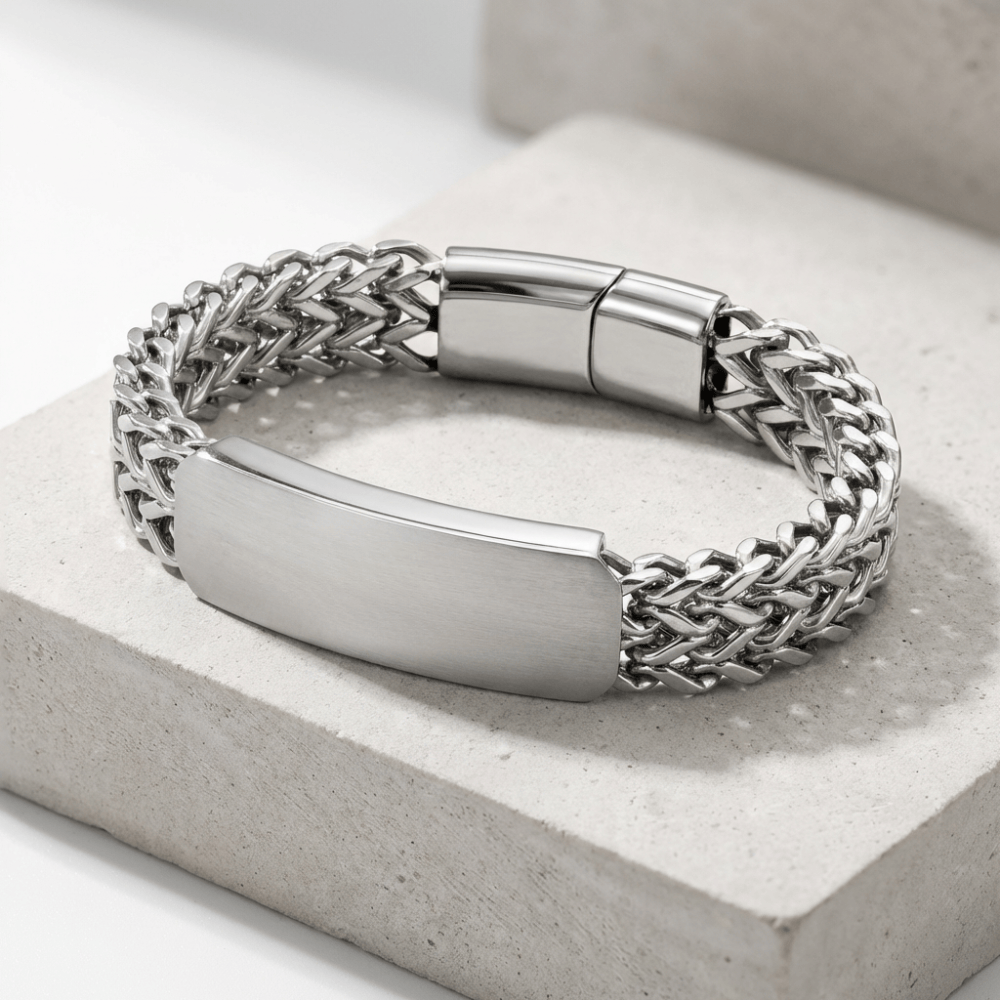 Gourmette Homme Argent Personnalisée Grosse Maille Acier