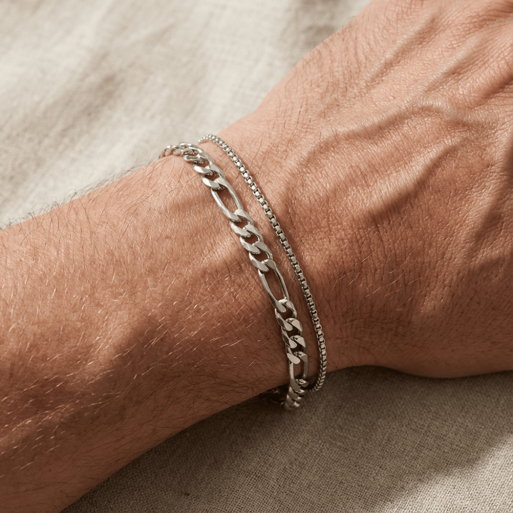 Gourmette Fine Homme Bracelet Double Chaîne
