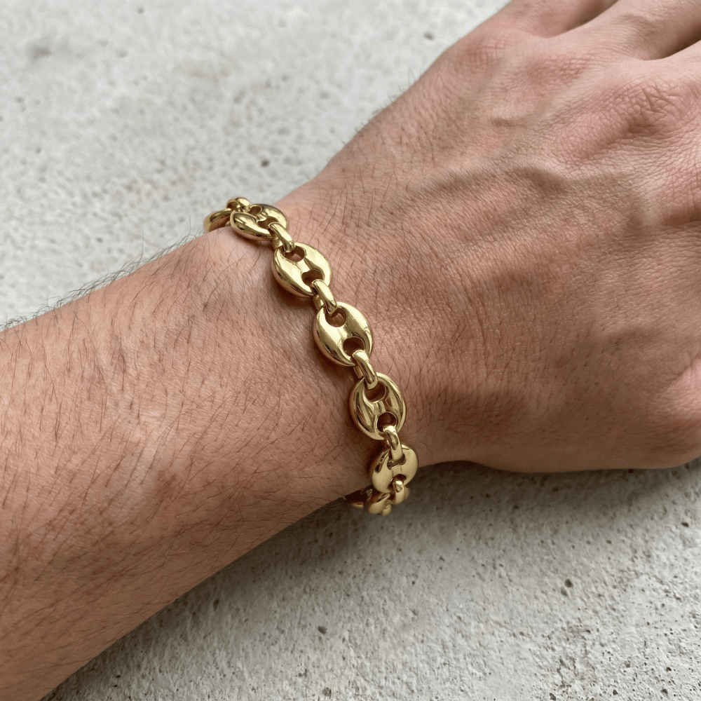 Gourmette Homme Grain de Café Bracelet Acier Inoxydable