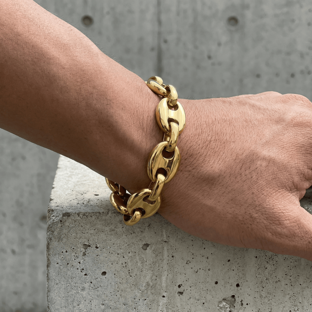Gourmette Homme Grain de Café Bracelet Acier Inoxydable