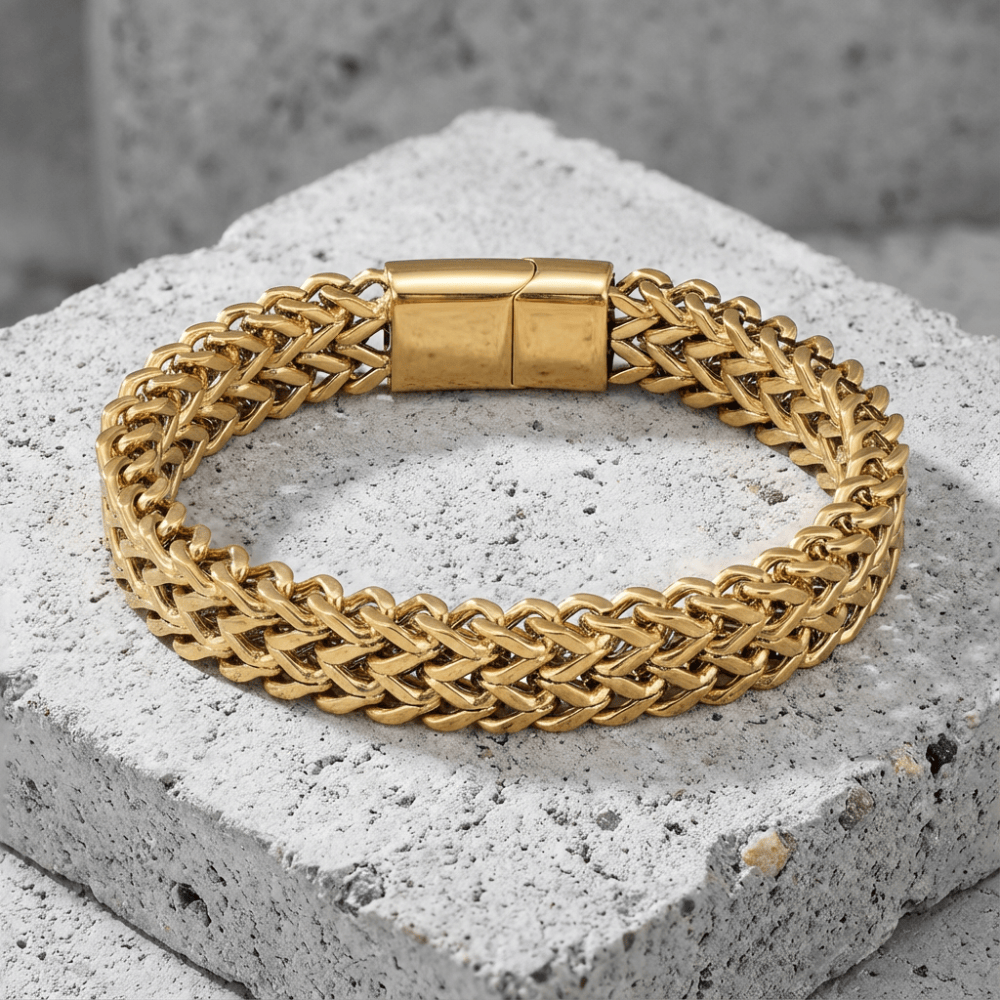 Gourmette Homme Moderne Maille Tressée Bracelet Acier