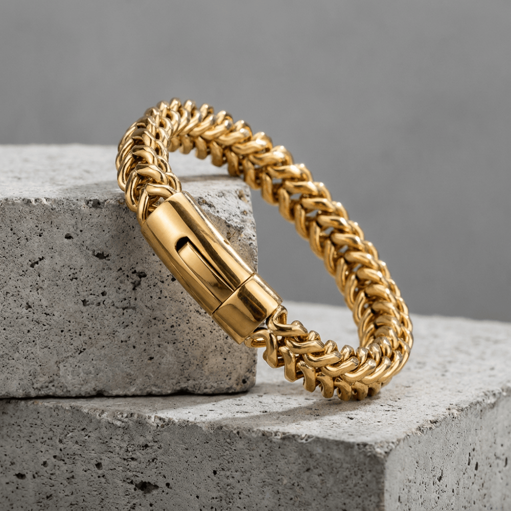 Gourmette Homme Luxe Bracelet Maille Franco Acier
