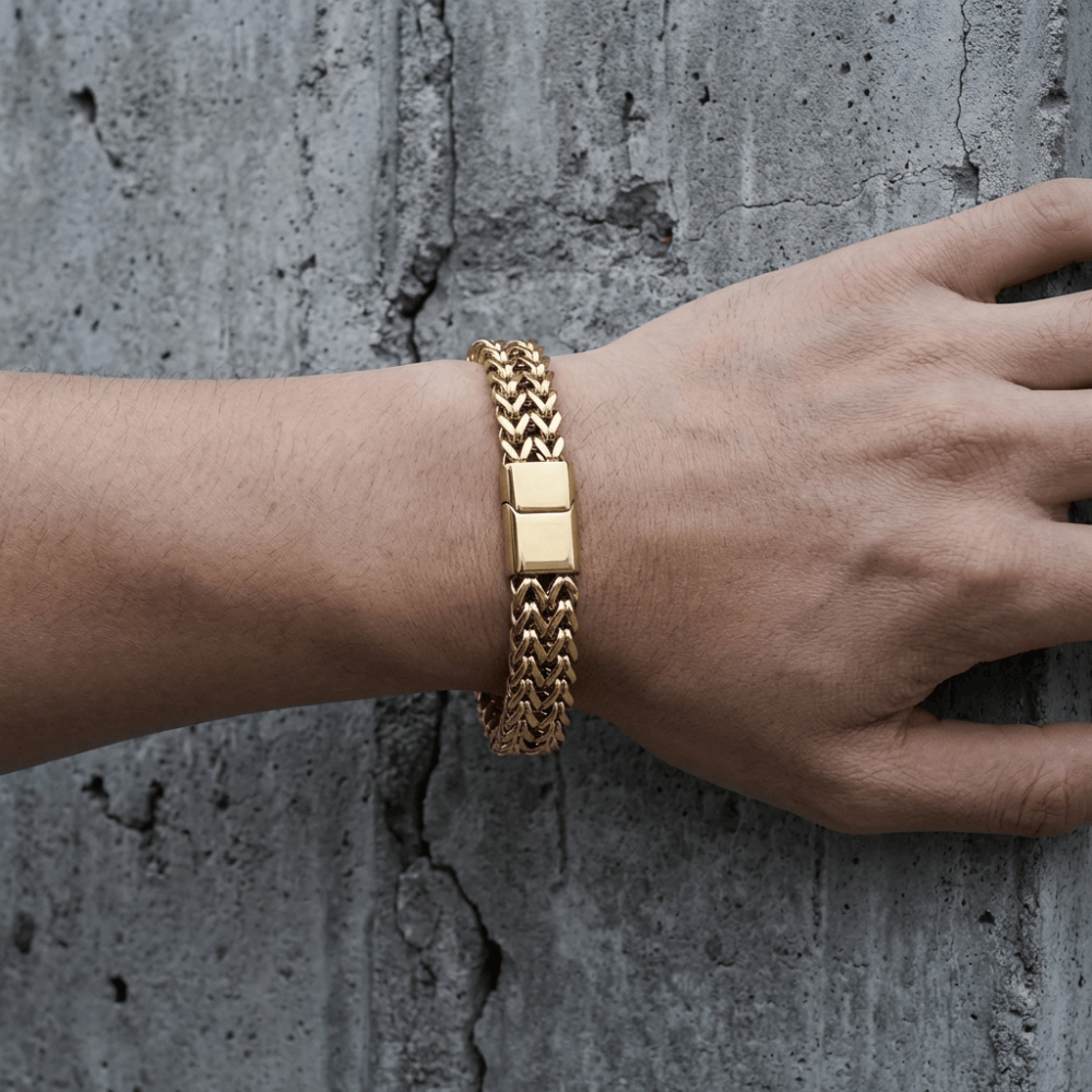 Gourmette Homme Moderne Maille Tressée Bracelet Acier