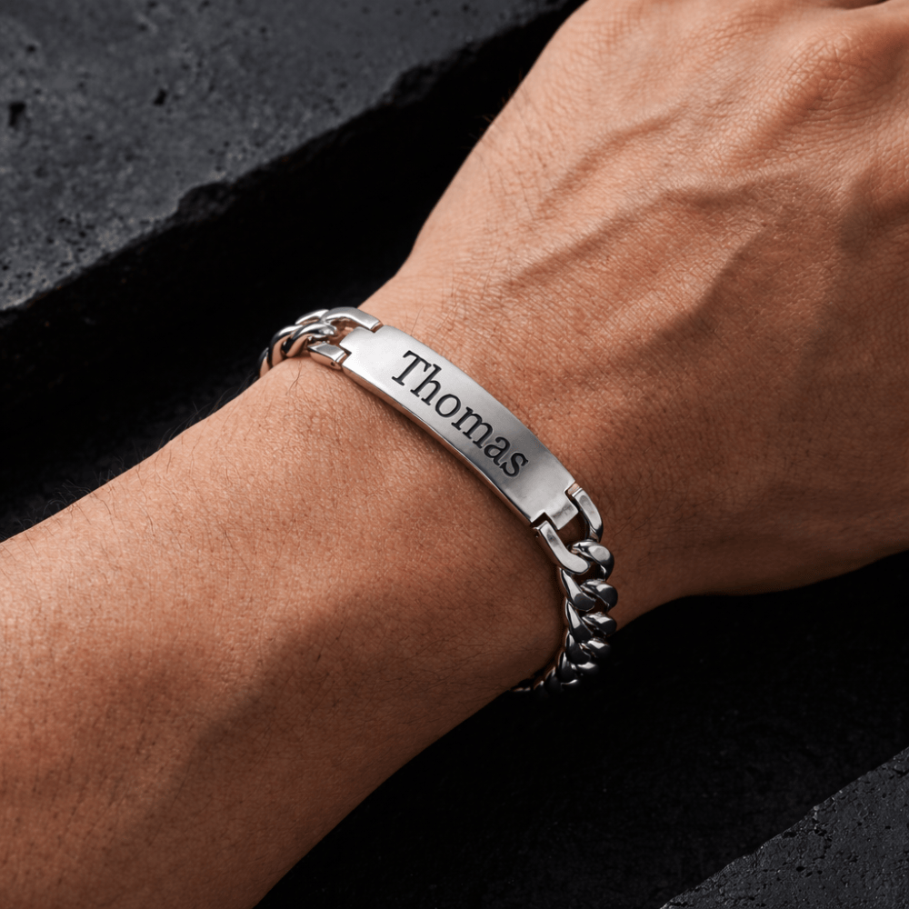 Gourmette Homme à Graver Prénom Bracelet Acier Inoxydable