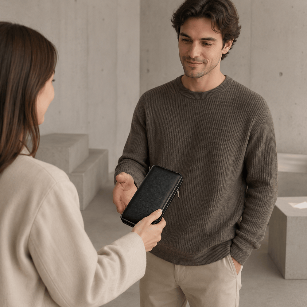 Grand Portefeuille Zippé Homme Grande Capacité