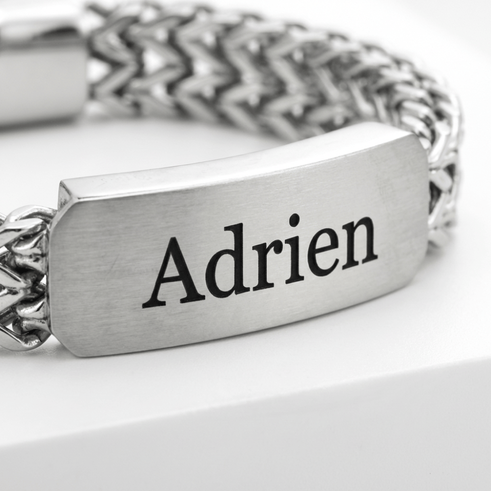 Gourmette Homme Argent Personnalisée Grosse Maille Acier