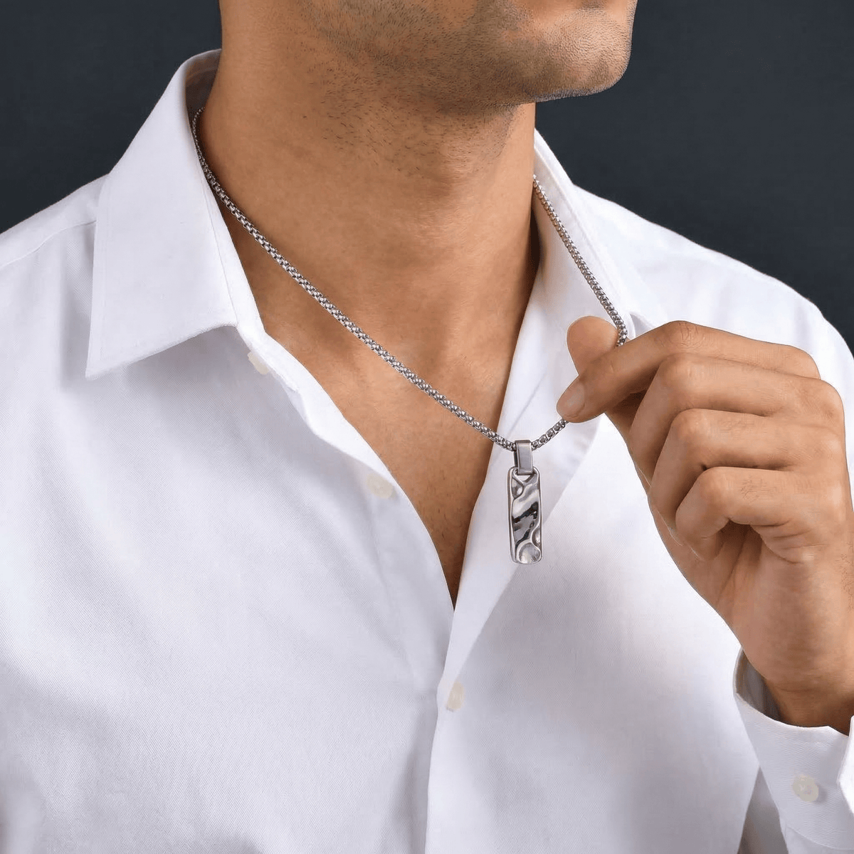 Collier Pendentif Homme Barre Acier Inoxydable