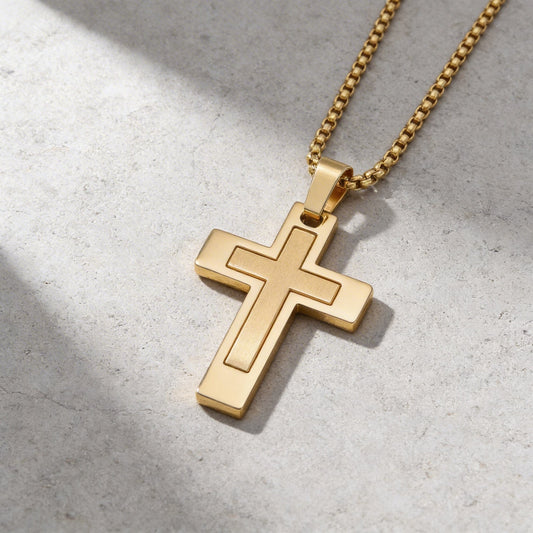 Chaîne et Pendentif Croix Homme Acier