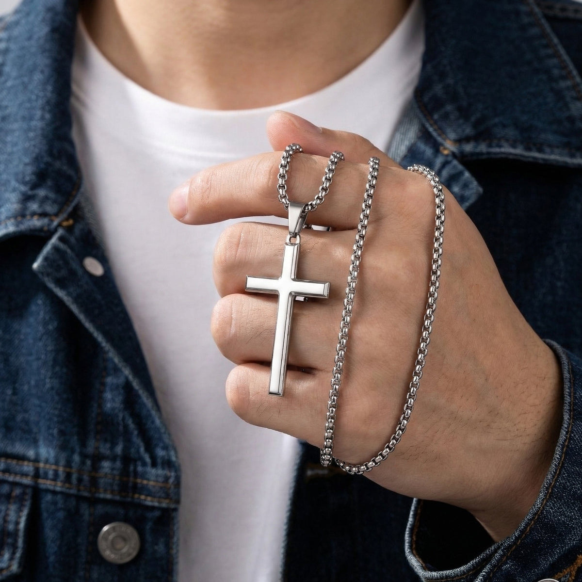 Chaîne Croix Homme Acier Inoxydable