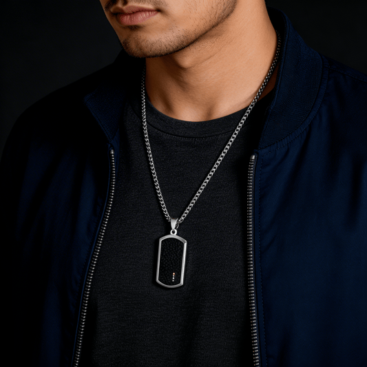 Collier Pendentif Homme Zircon Acier Inoxydable