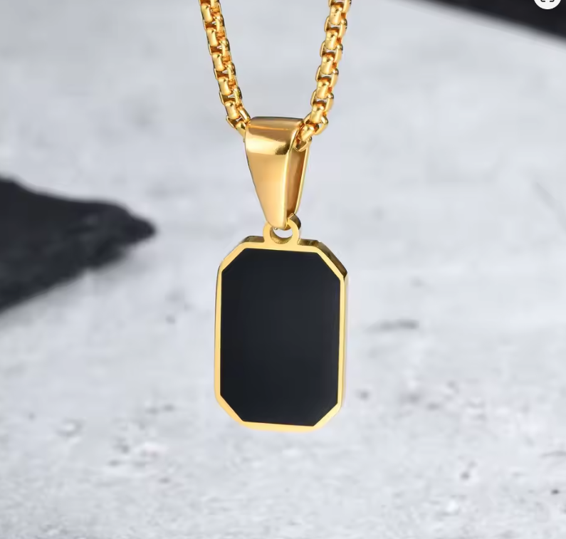 Pendentif Homme Noir Acier Personnalisable