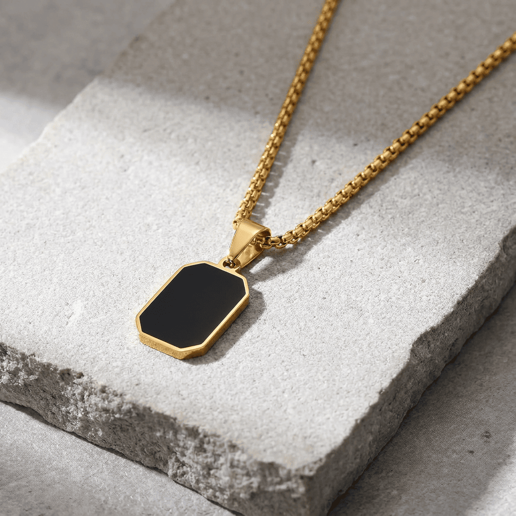 Pendentif Homme Noir Acier Personnalisable