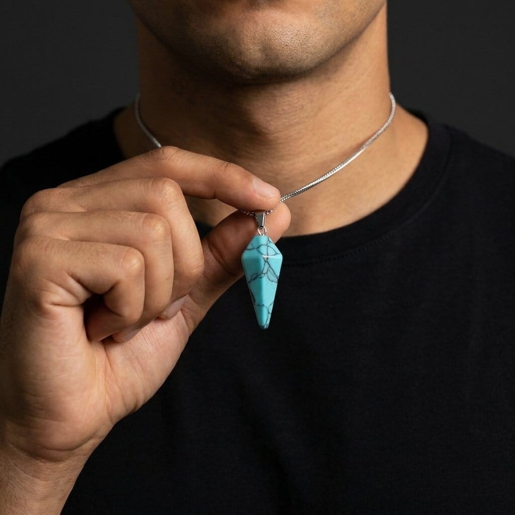 Pendentif Pierre Naturelle Homme Pointe