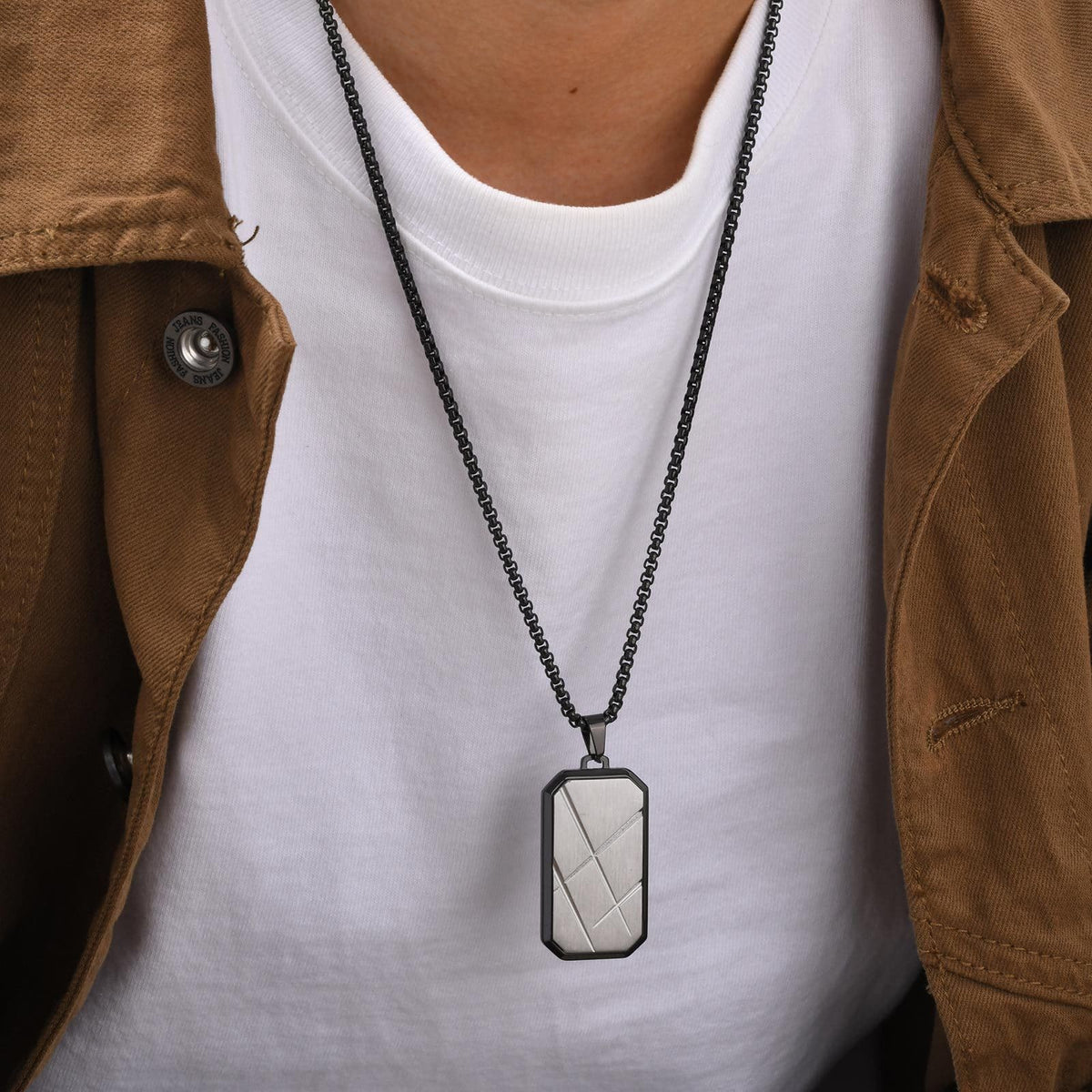 Collier Pendentif Homme Luxe Acier Inoxydable