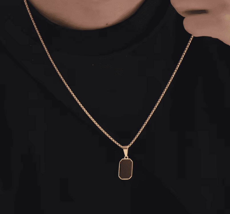 Pendentif Homme Noir Acier Personnalisable