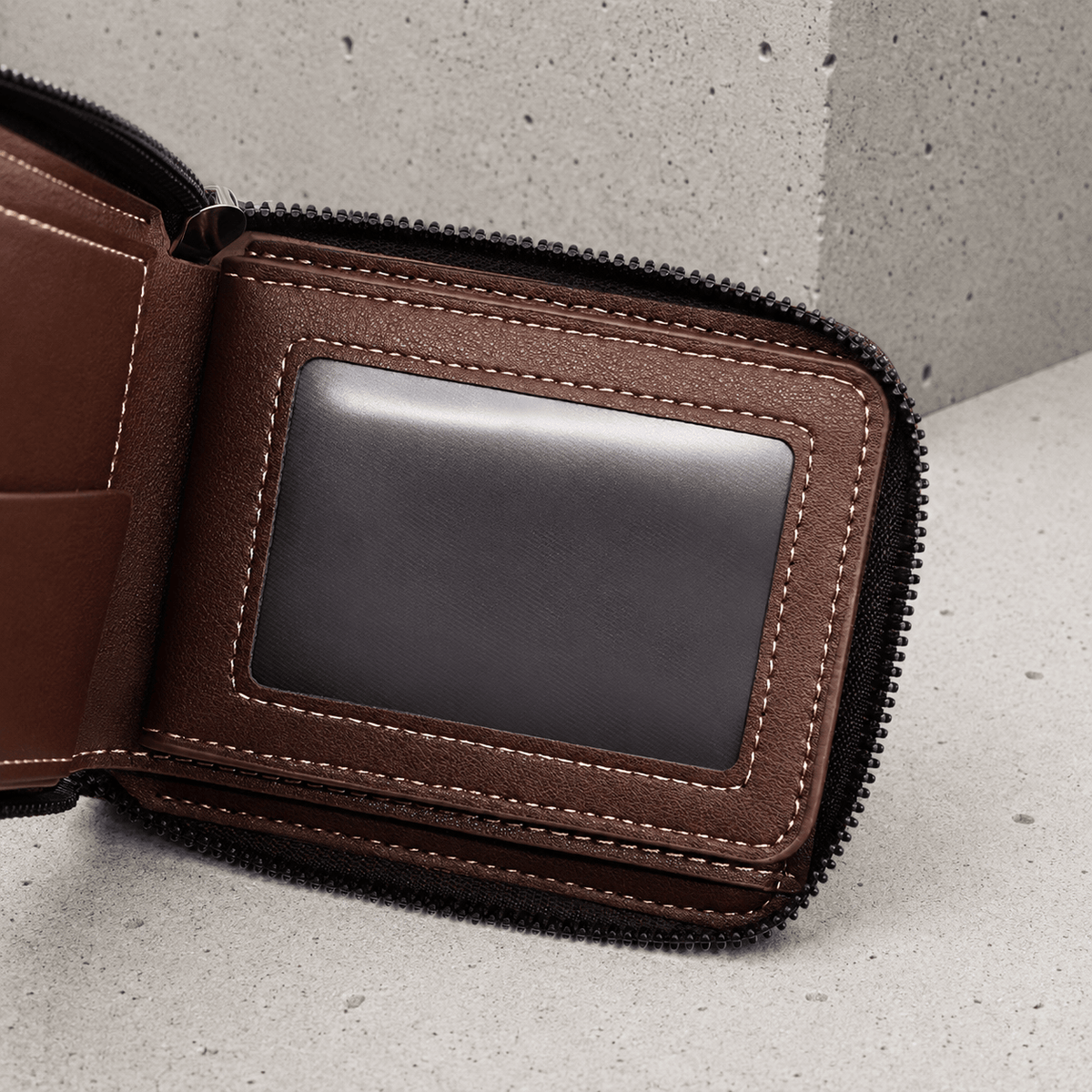 Petit Portefeuille Homme Zippé Photo Anti-RFID
