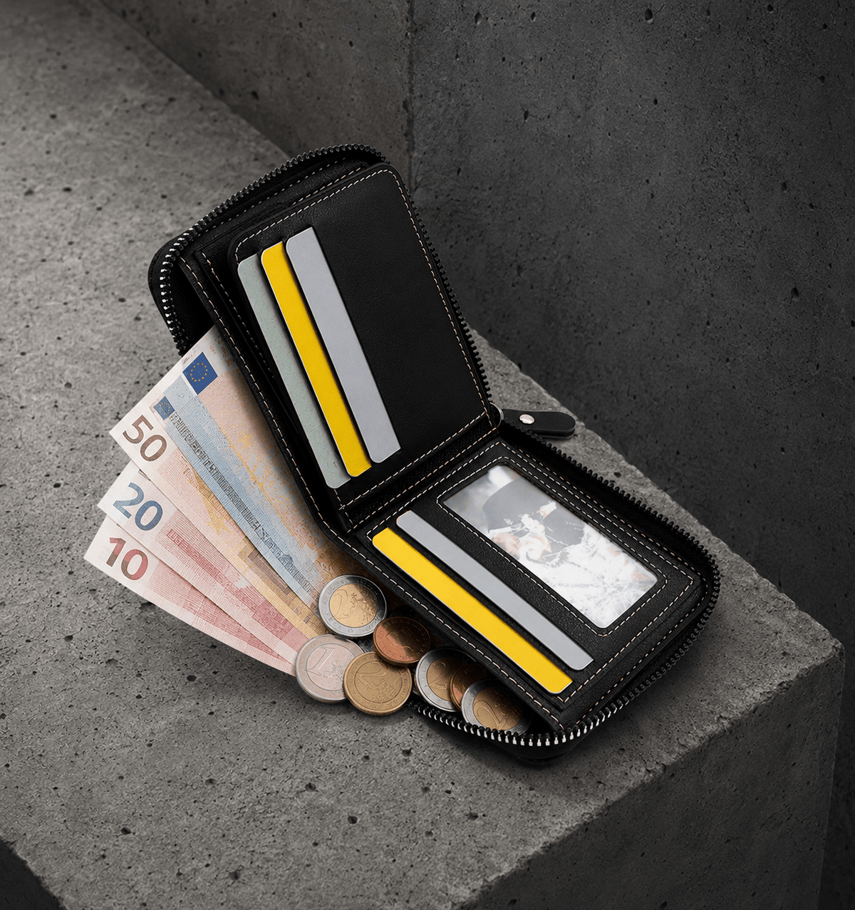 Petit Portefeuille Homme Zippé Photo Anti-RFID