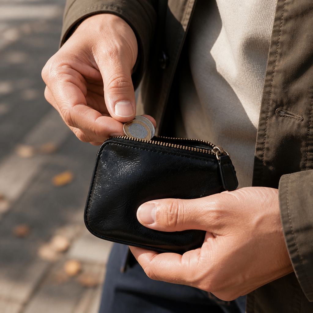 Pochette Porte-Monnaie Homme Zippée Compacte