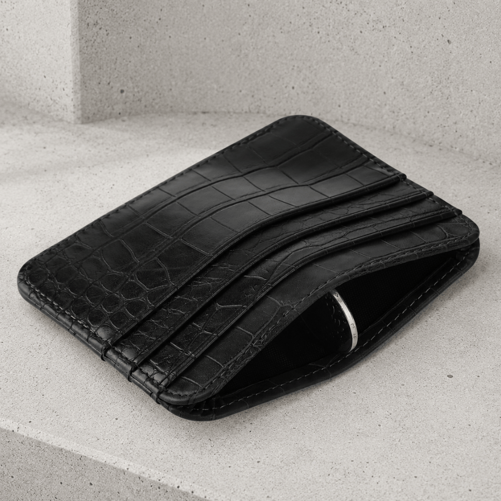 Porte-Cartes Homme Luxe Façon Crocodile Compact