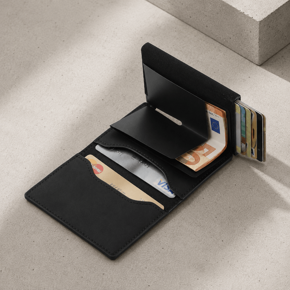 Porte-Cartes Homme Cuir Véritable Aluminium RFID