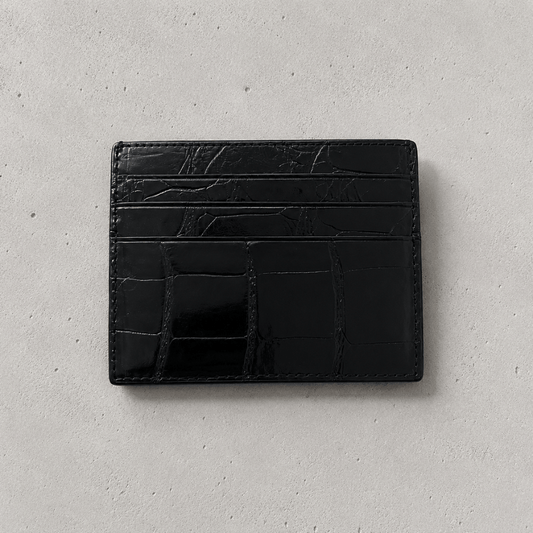 Porte-Cartes Homme Cuir Véritable Grain Crocodile