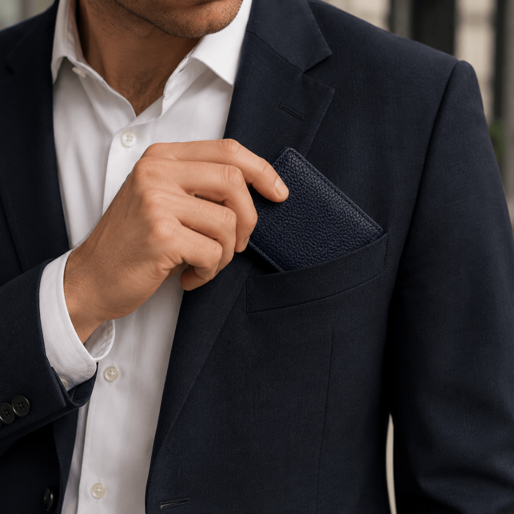 Porte-Cartes Homme Cuir Fin à Fenêtre Transparente