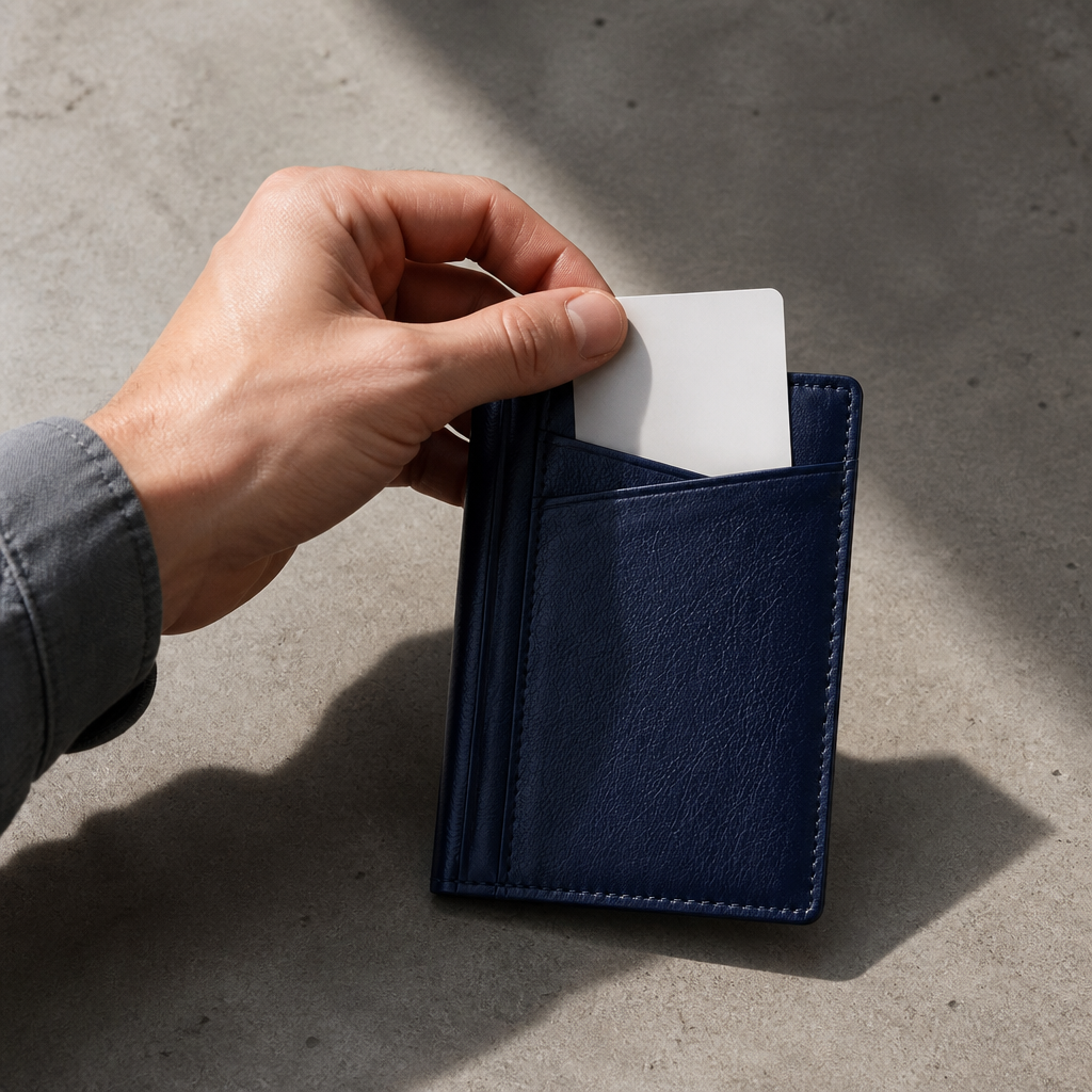 Porte-Cartes Homme Cuir Véritable Vertical à Poche Avant