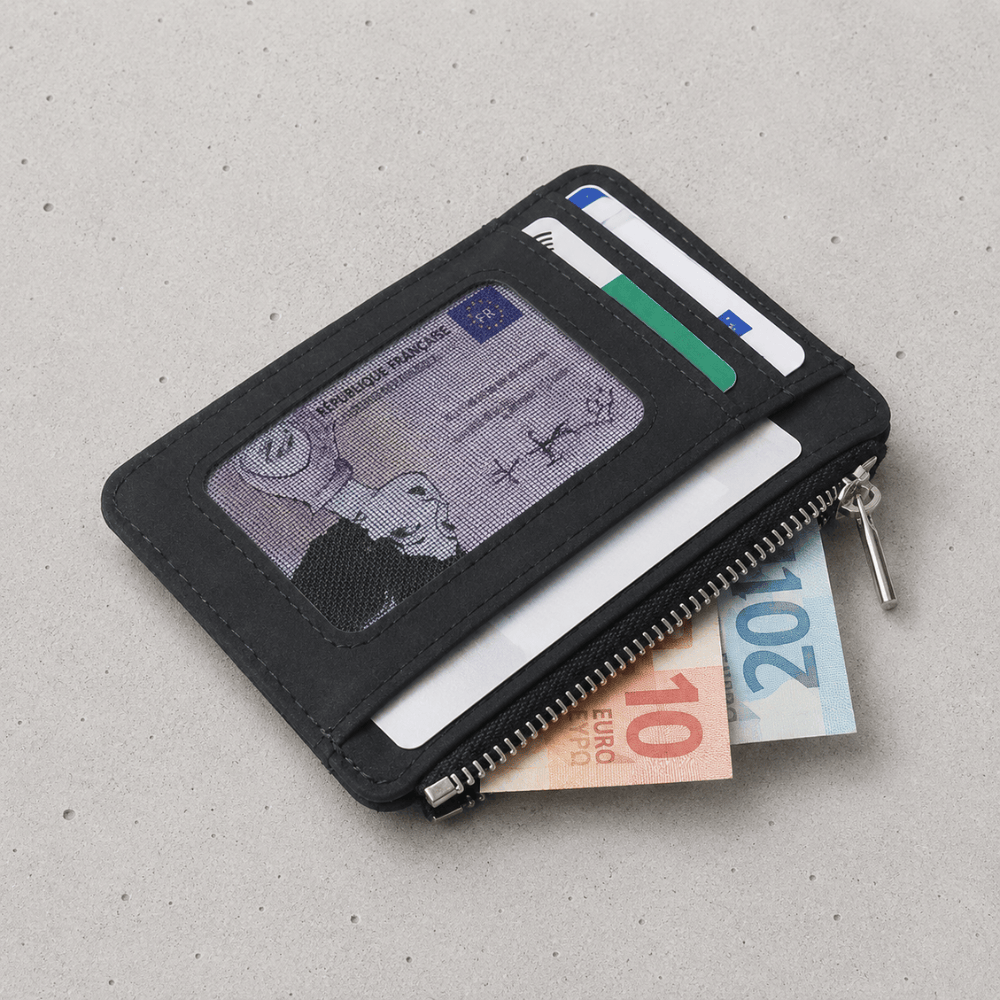 Porte-Cartes Homme Zippé Fin à Fenêtre Transparente