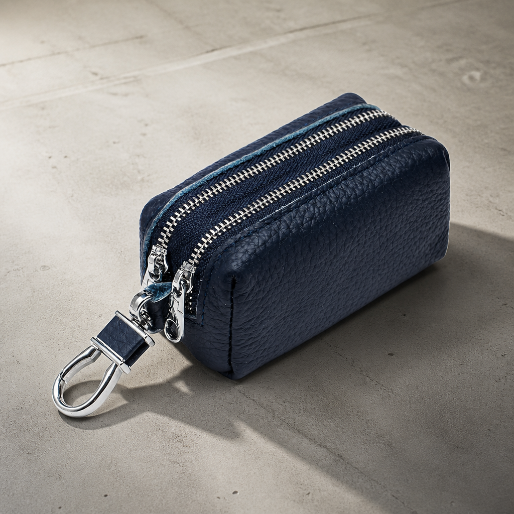 Porte-Monnaie Homme en Cuir Double Zip Compact