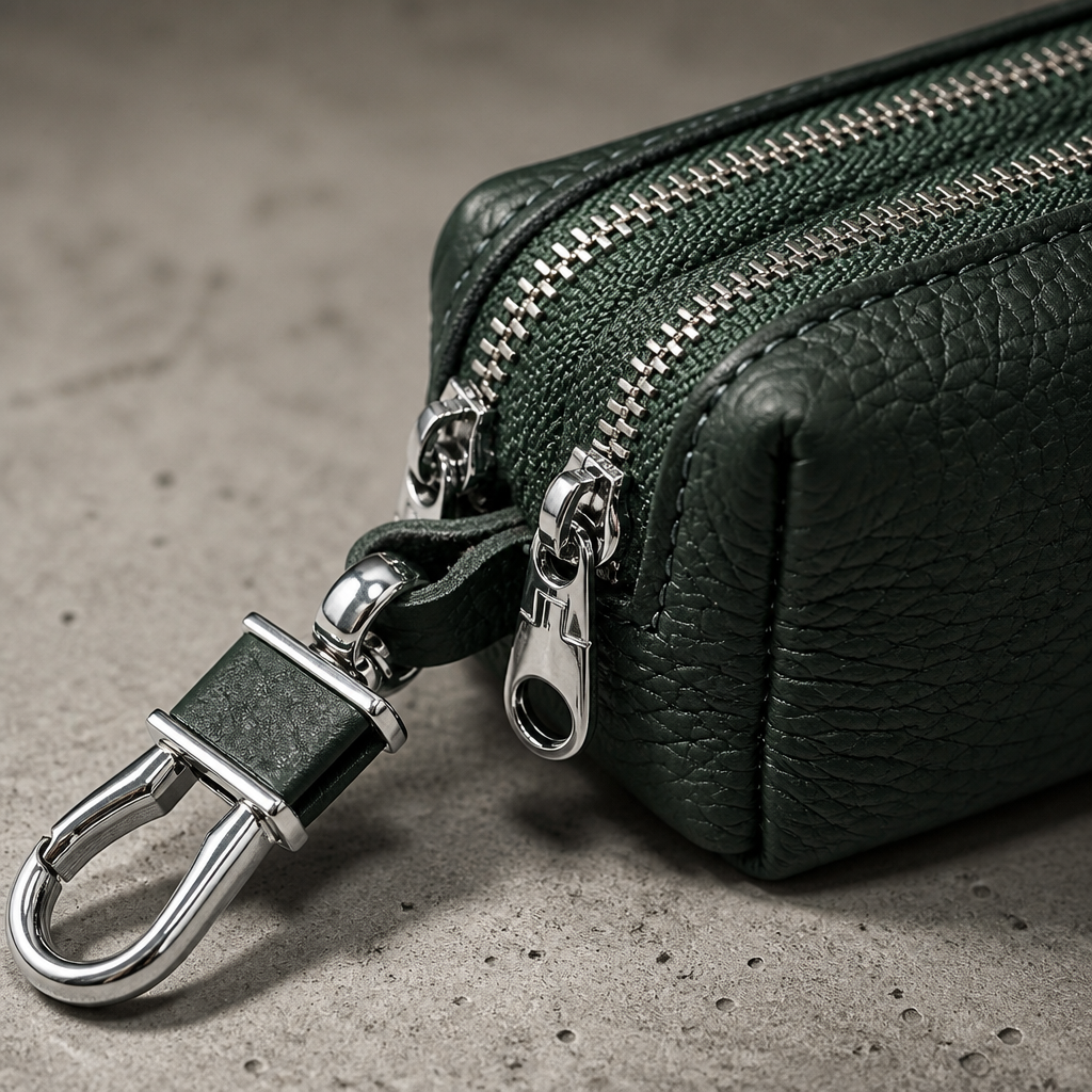 Porte-Monnaie Homme en Cuir Double Zip Compact