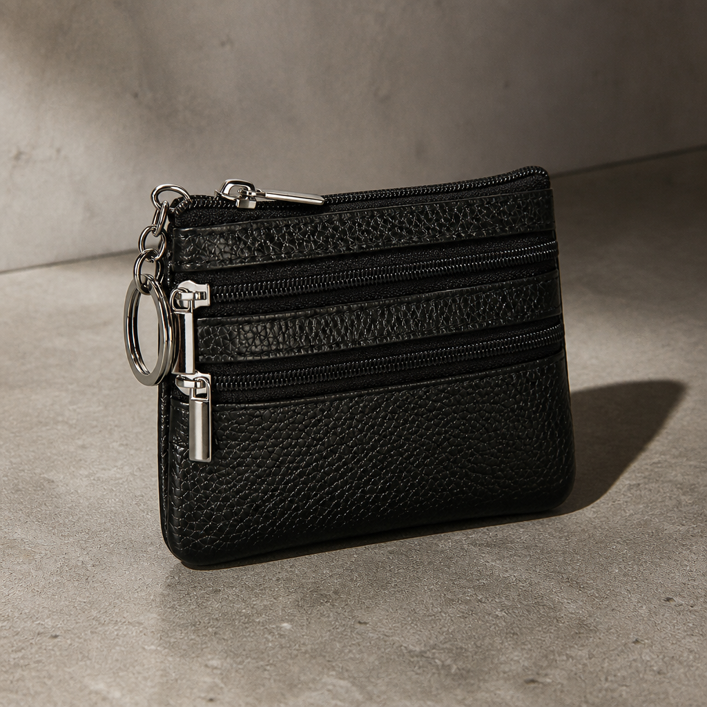 Porte-Monnaie Homme Cuir Zippé Compact Porte-Clés