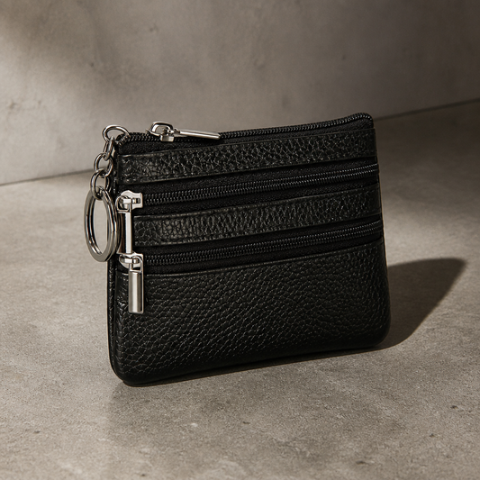 Porte-Monnaie Homme Cuir Zippé Compact Porte-Clés