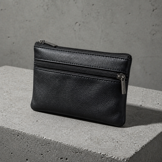 Porte Monnaie Minimaliste Homme Zippé Noir Souple
