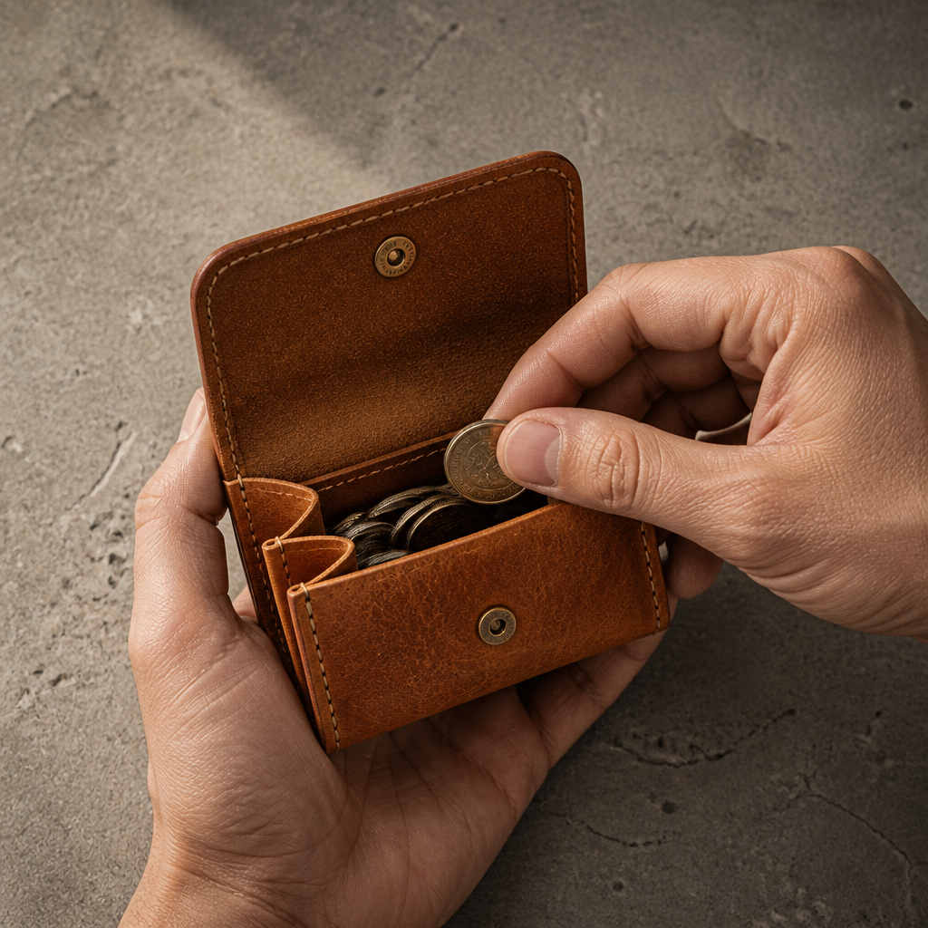 Porte-Monnaie Vintage Homme en Cuir Bouton-Pression