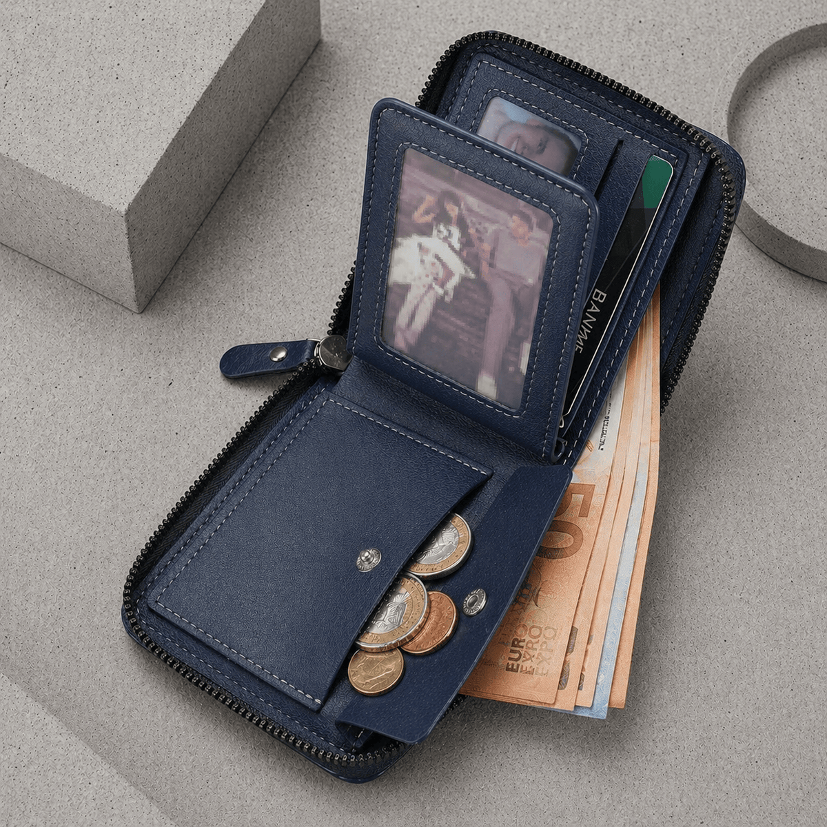 Portefeuille Homme Similicuir Effet Croco Zippé RFID