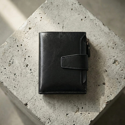 Portefeuille Homme Zippé RFID Porte-Monnaie 12 Cartes