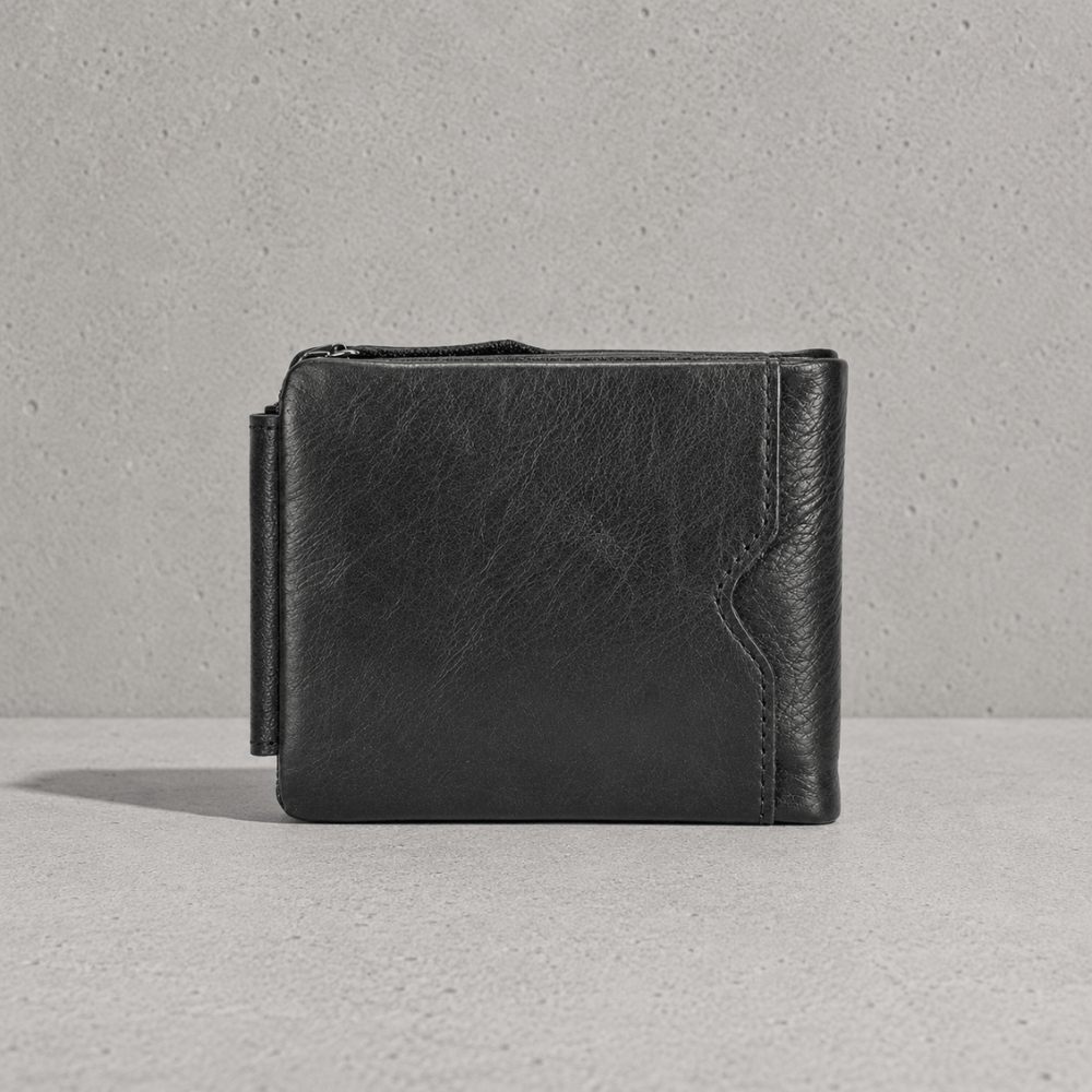 Portefeuille Cuir Homme Personnalisé Compact Zippé