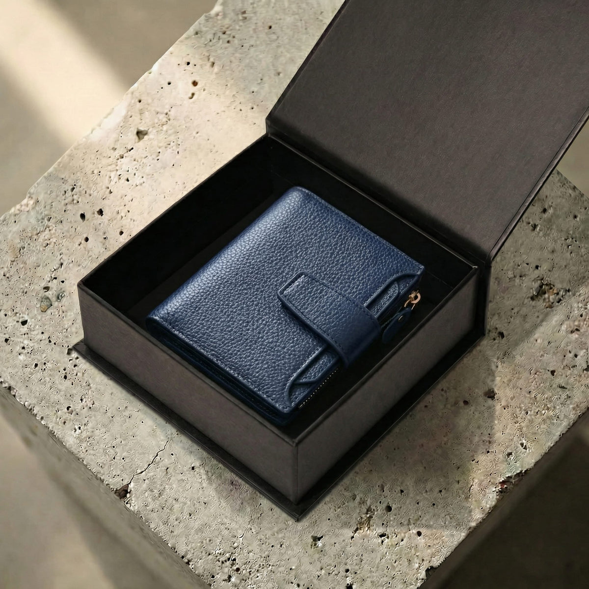 Portefeuille Homme Zippé RFID Porte-Monnaie 12 Cartes