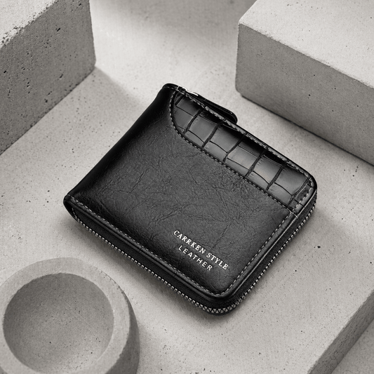 Portefeuille Homme Similicuir Effet Croco Zippé RFID